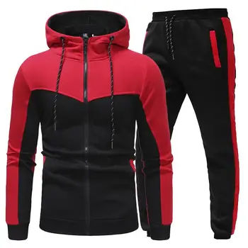 

ZITY Men Casual Sets 2020 Spring Solid Splice Jogger Tracksuit Zipper Hoodies +Pants 2pc Sets Men's Sportswear Sport Suit