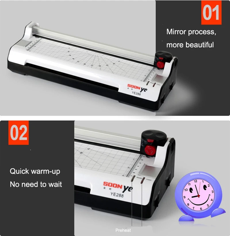 A3 Photo Paper Hot and Cold Thermal Laminator Machine Quick Warm-up Fast Laminating Speed with EU Plug Multifunctional functions