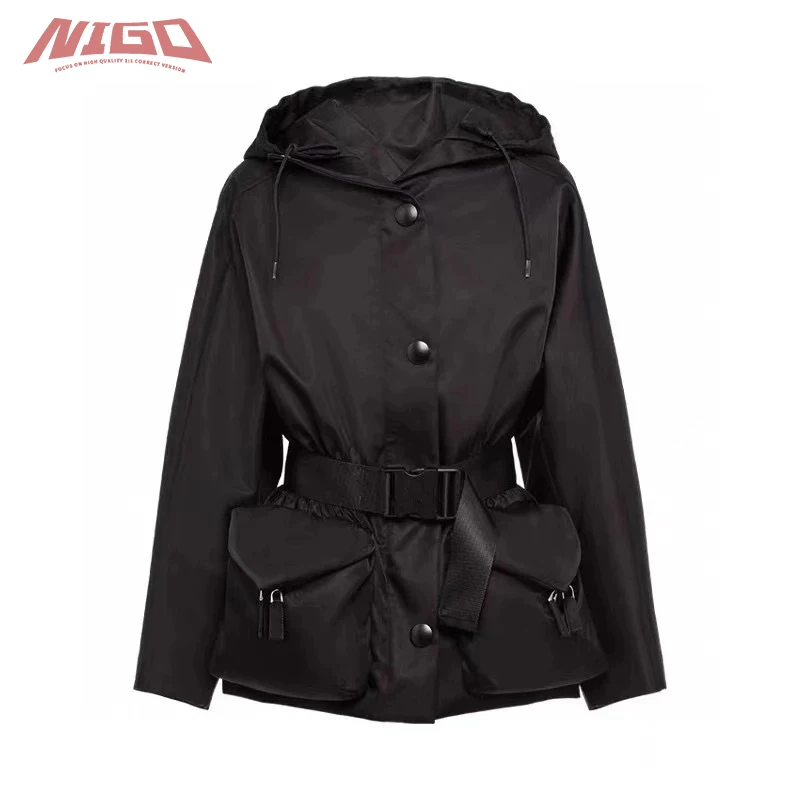 Нейлоновый короткий тренчкот с капюшоном NIGO PRA 21ss # nigo13136 | Женская одежда
