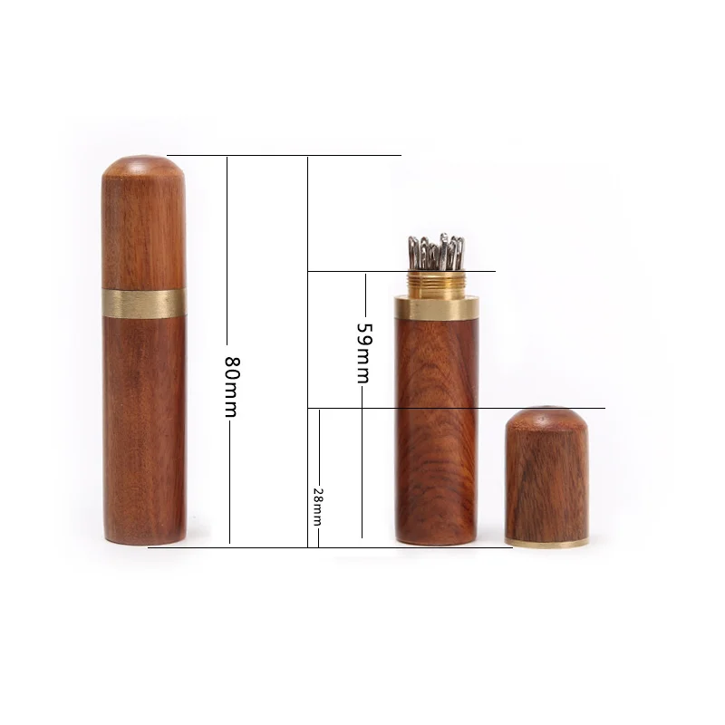 Durable Practical Wood Box Leather Knitting Craft DIY Sewing Needles Housing Case Boxes 82x18mm SEP99