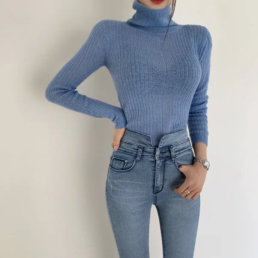 

Autumn Fashion Knitted Sweater For Women Turtleneck Long Sleeve Autumn Slim Pullover Female Clothing 2019 New