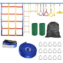 Parcours d'obstacle Ninja Warrior, équipement d'entraînement pour enfants, anneaux Ninja pour adultes, échelle de corde d'escalade et filet de chargement