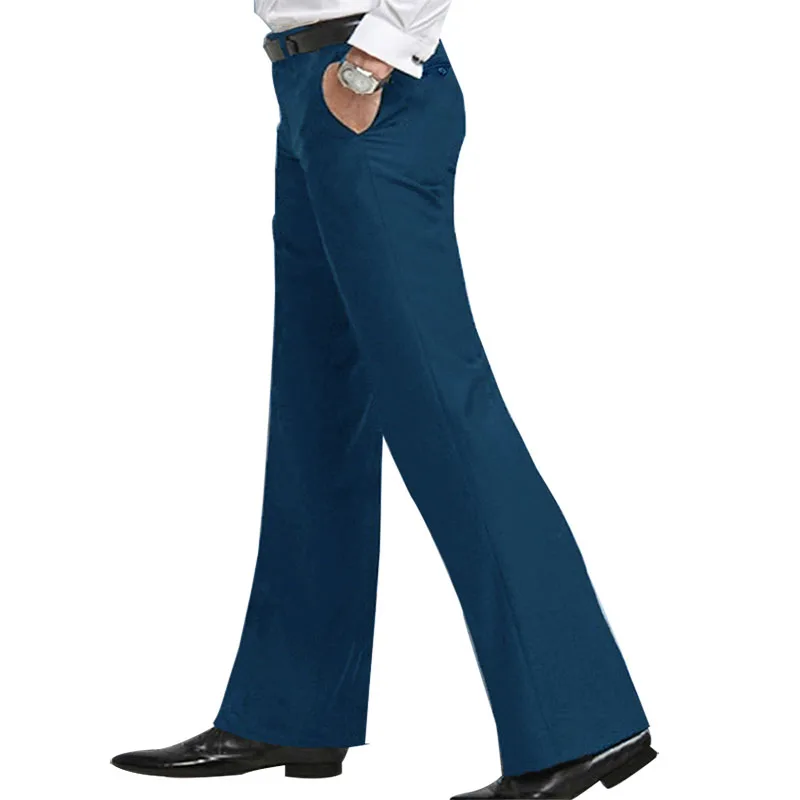 Retro Disco Pants Men Spring Flared Trousers Formal Bell Bottom