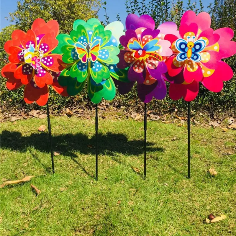New Wind Spinner Windmill Toys garden decoration outdoor Insect Cartoon Butterfly Kids Children Toy Gifts Yard Wheel