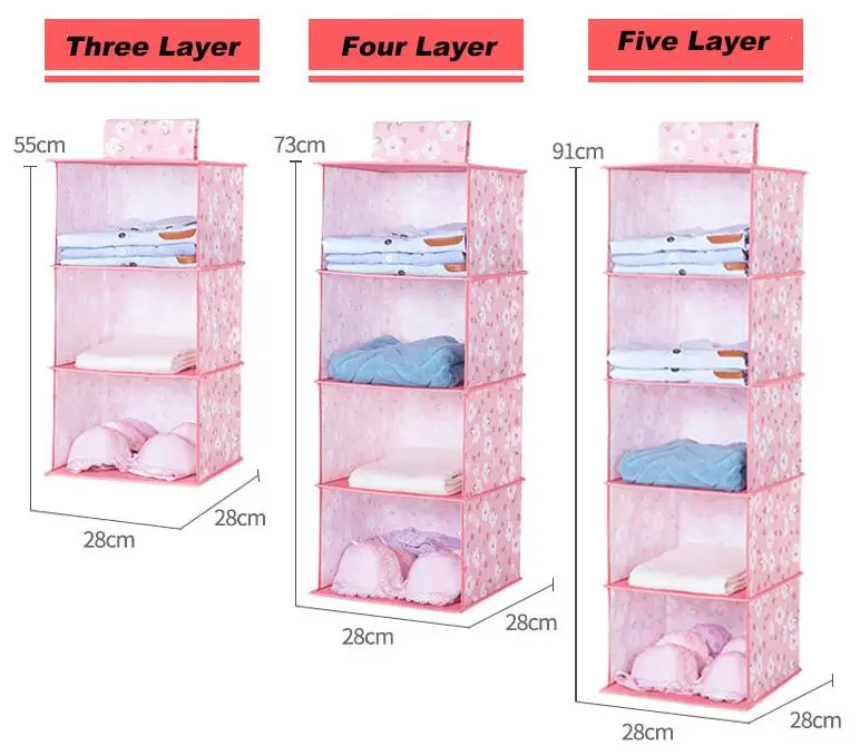 3/4/5 Слои подвесная сумка для хранения, органайзер для хранения, сумка-Органайзер для шкафа полка дышащая гардеробные принадлежности, коробки для хранения ткани вешалка для одежды стеллаж для выставки товаров