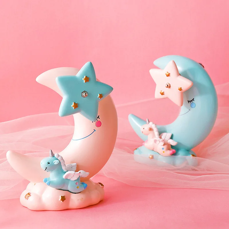 Ins unicorn clockwork music box resin dream home decoration music box student gift Kids friend present for Merry christmas