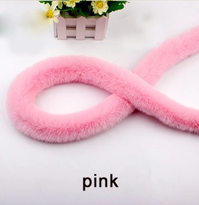 pink Высококачественная лента из искусственного меха кролика Рекс, пушистая отделка, сделай сам, домашний декор, швейный костюм, кружевная отделка 1y - Цвет: pink