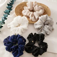 

Women Elastic Hair bands Hair tie Girl Yarn Pearl Korean Hair Accessories Handmade Head bands Horsetail Wholesale
