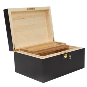 

Wood Jewelry Box Home Decor Display Storage Holder Collection with Lock and Key