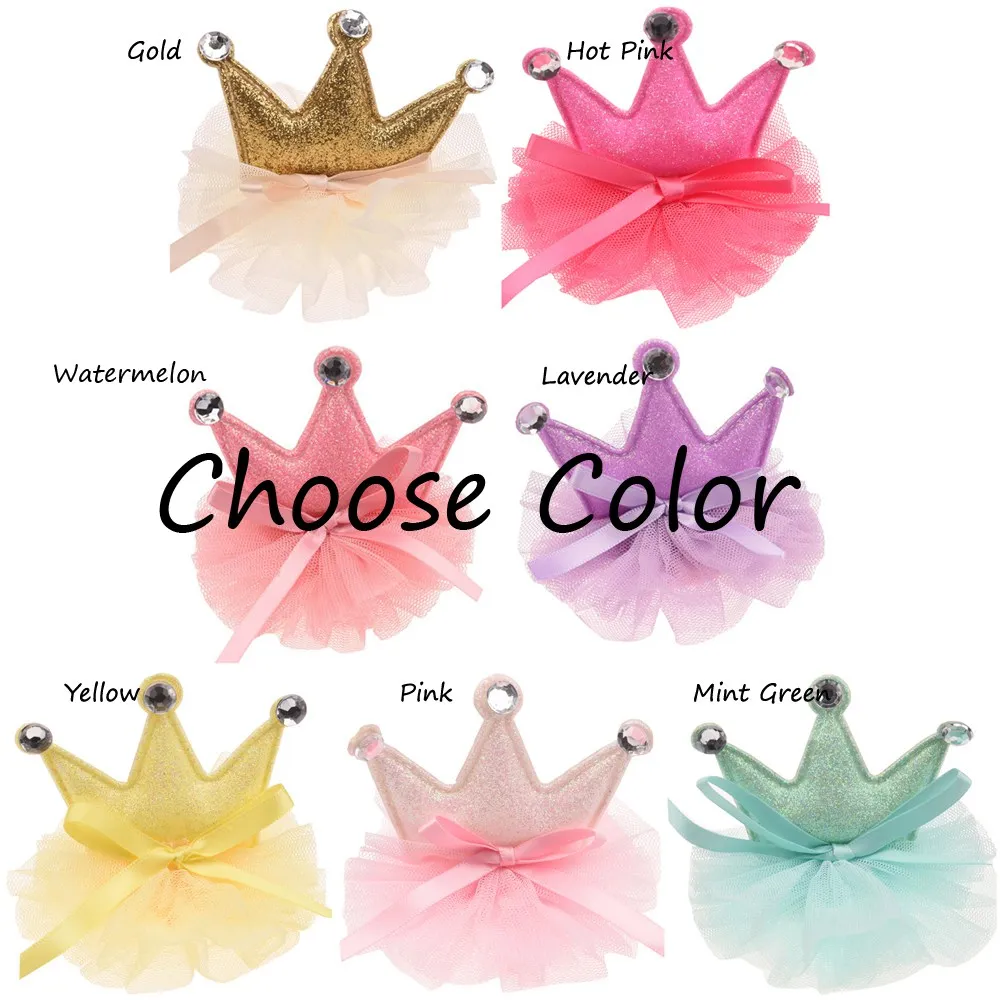 Choose Color 4 шт. модная Корона бутик новорожденный аксессуар для волос милая Корона Марля тиара без заколки для волос повязка на голову без волос бант - Цвет: Choose Color