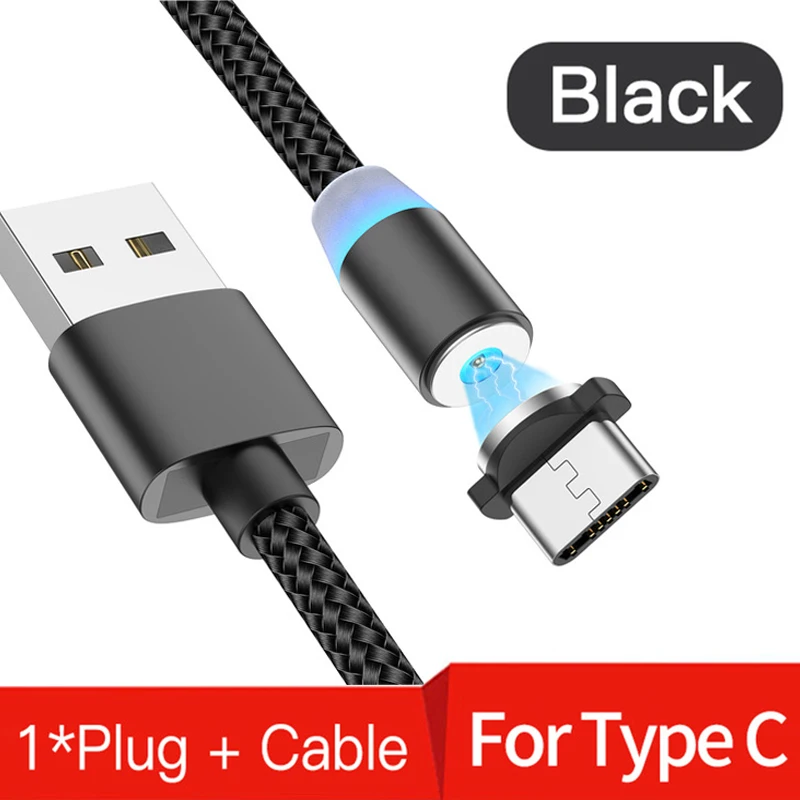 C-Black(Boxed) Магнитный кабель для передачи данных, применимый к iPhone Micro type-C, кабель для зарядки, супер быстрая зарядка, 360 градусов, зарядная линия, зарядное устройство, адаптер - Цвет: C-Black(Boxed)