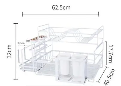 multi-function-white 2 яруса сушилка для посуды кухонный держатель для мытья корзина Железный Съемный нож раковина Сушилка сушилка Органайзер pf921999 - Цвет: multi-function-white