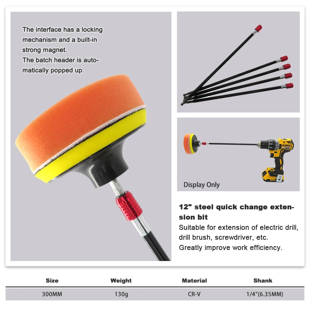 Electric Drill Attachment Tool Accessories Electric Drill Accessory 1/5 pcs 300mm Quick Release Bit Holder 1/4" Screwdriver Drill Bit Holder Magnetic Hex Shank Extension Rod Socket For Screw