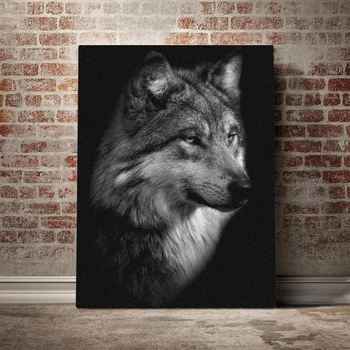 

Canvas Wall Art HD Prints Black Wild Wolf Poster Anime Black White Home Decoration Painting For Bedroom Modular Pictures Frame