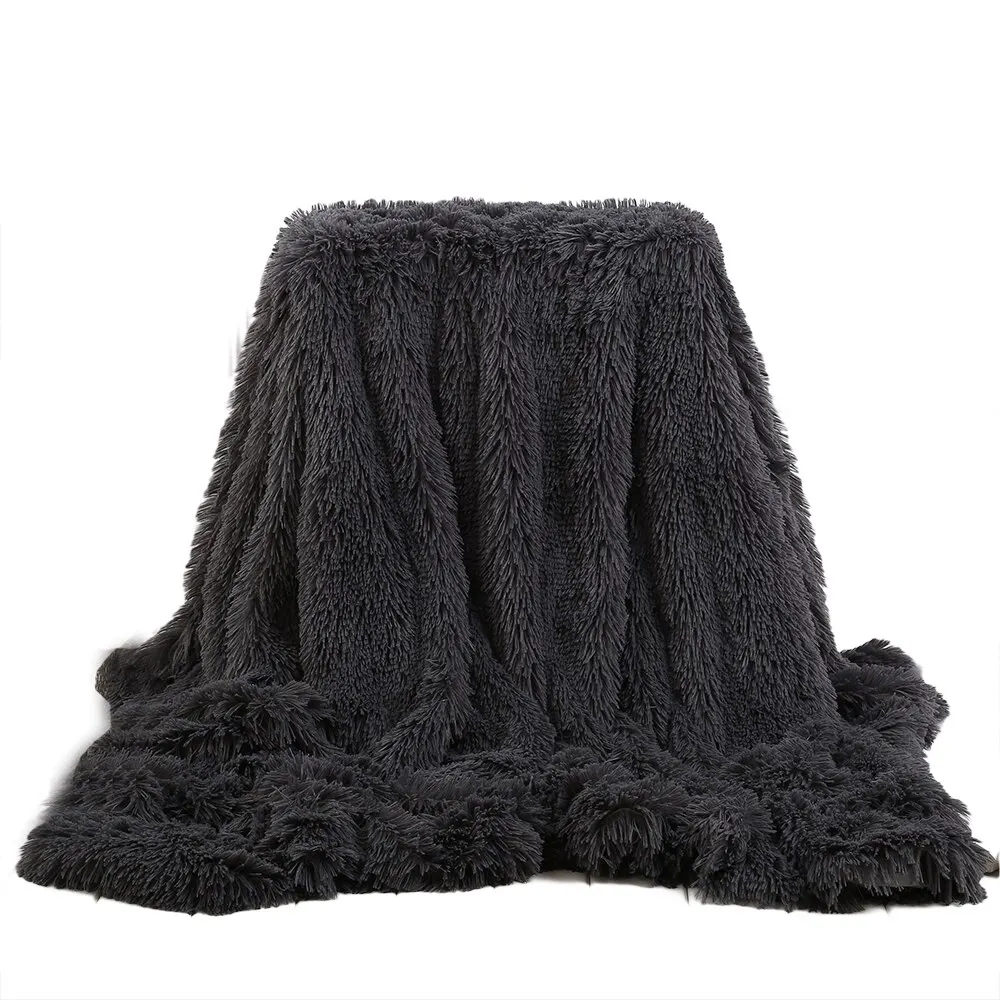 DIDIHOU 130x160cm Solid Color Shaggy Blanket Soft Plush Reversible Baby Blankets Washable Bed Couch Microfiber Adult Blanket