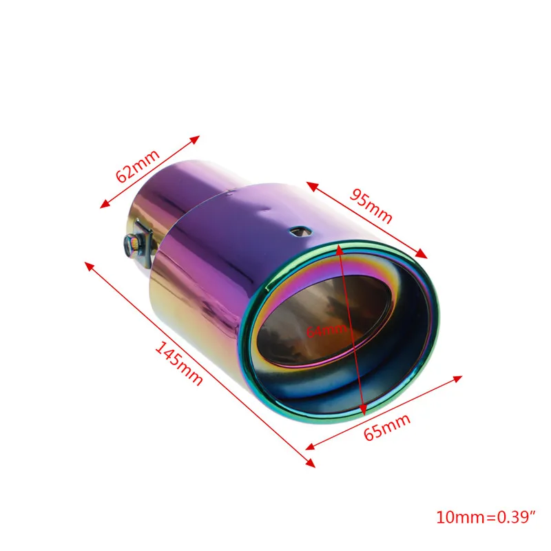 1 шт. цветной универсальный Автомобильный задний круглый выхлопной трубы из нержавеющей стали, выхлопная труба, глушитель, наконечник 134x86x64 мм C45