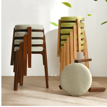 

Solid Wood Stool Home Fabric Dining Stool Fashion Creative Small Bench Makeup Stool Simple Dressing