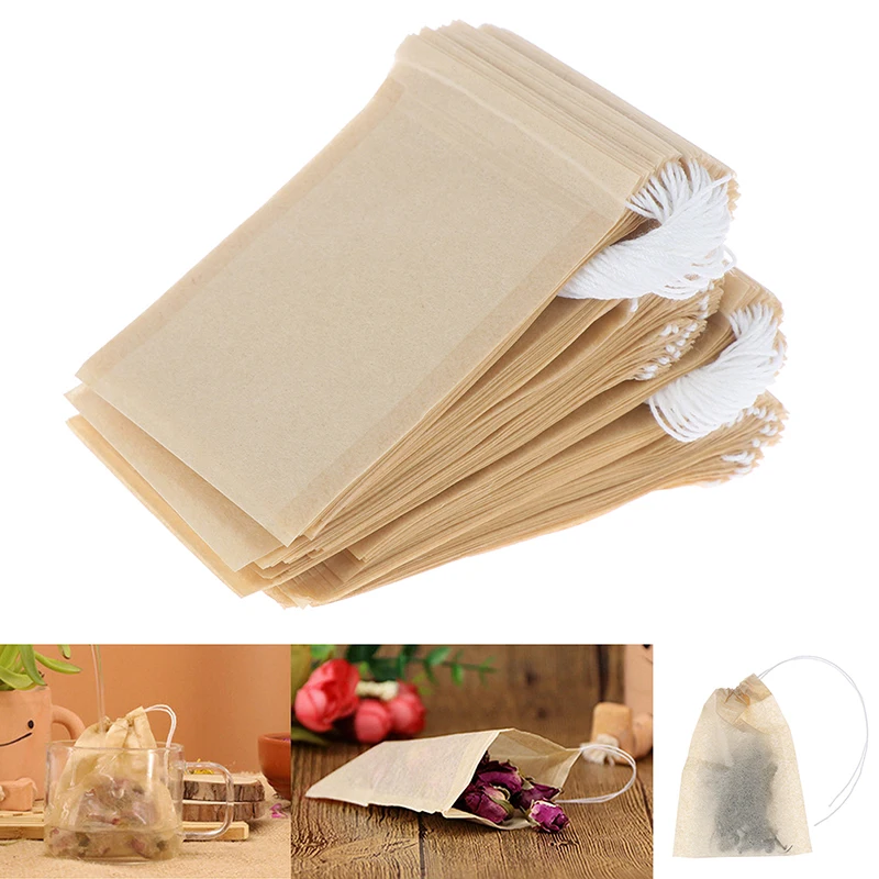 100PCS Tea Bag Filter Paper Bags Heat Seal Teabags Tea Strainer Infuser