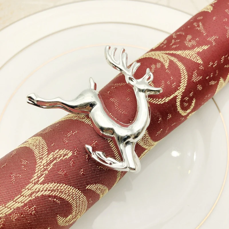 6PCS Napkin Rings in Elk Deer Shape Decorative Table Napkin Rings for Christmas Wedding Parties Everyday Use