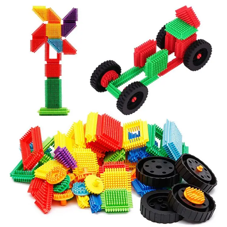 Candice guo! educational plastic toy blocks domino pipeline gear stick animal sunflower little sun kid birthday Christmas gift
