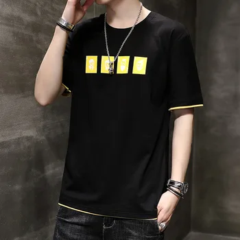 

Summer Men's Short-Sleeved T-shirt Loose round Neck Embroidered Ins Bottoming Shirt Clothes Fashion All-match T-shirt