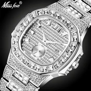 

MISSFOX Iced Out Watches Men Top Brand Luxury Watch Men Full Diamond Quartz-watch Bling Bling Hiphop Hot Rapper's Jewelry Watch