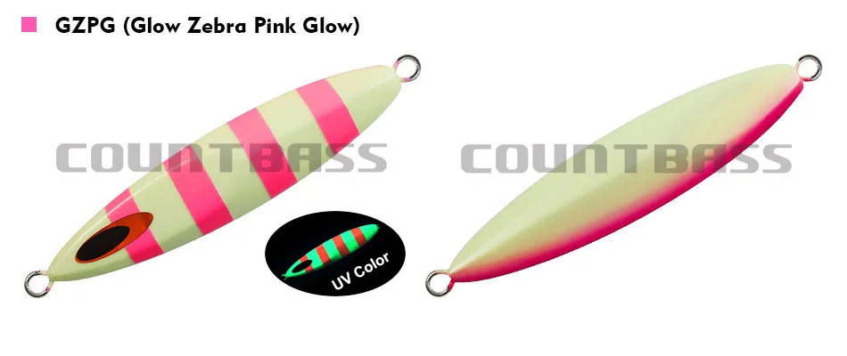 1pc COUNTBASS 80g 2.8oz Jigging Lures, Willow Slow Jigs, Saltwater Metal Lead Fishing Lures UV Colors available - Цвет: 15 GZPG