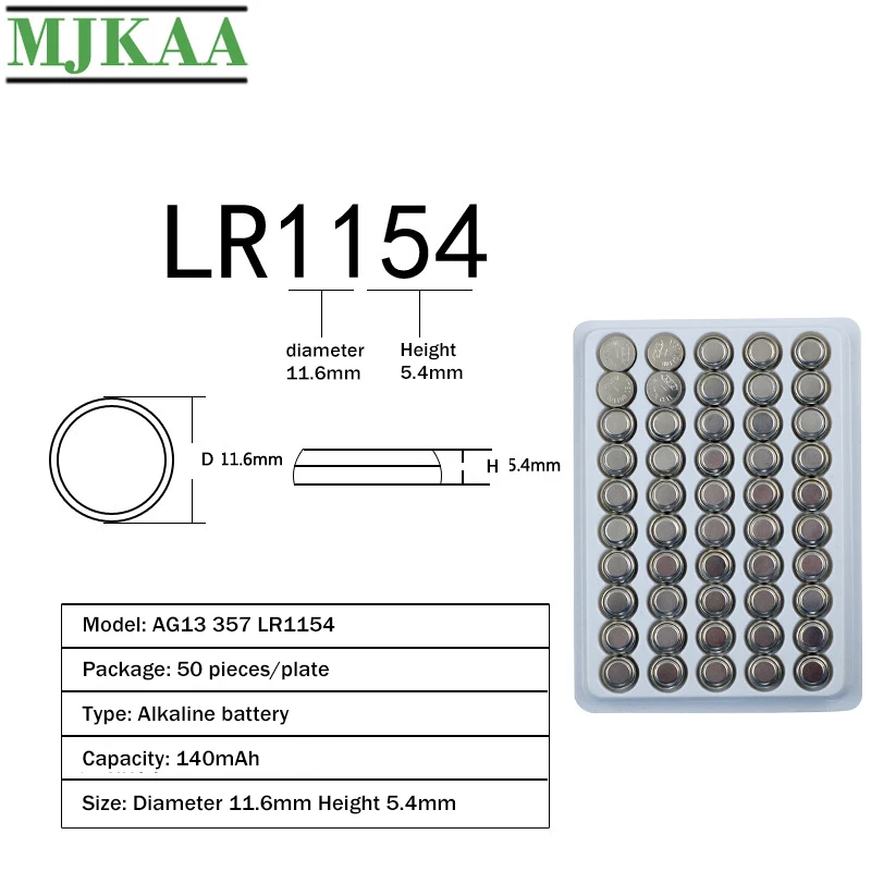MJKAA 100 шт. AG13 батарея для монет LR44 357 357A S76E G13 щелочные батарейки AG 13 1 5 V часов с