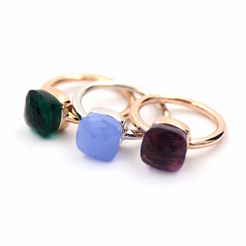 Бутик яркие квадратные многогранные цветные Кристальные кольца женские классические геометрические Драгоценные Камни кольцо Модные женские ювелирные изделия для студентов