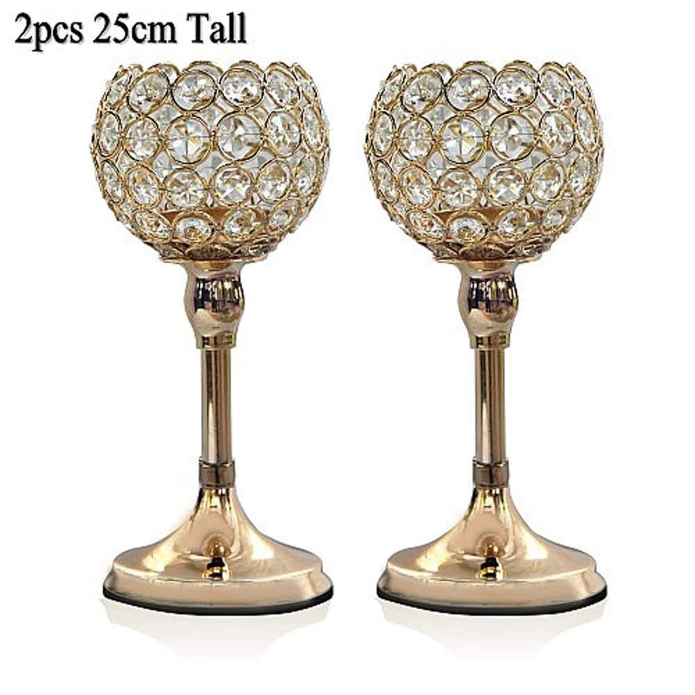 2525G Christmas Halloween Metal Candle Tealight Holders Crystal Candlesticks Wedding Party Table Centerpieces Decoration for Home - Цвет: 2525G