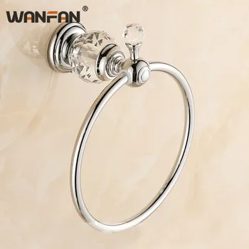 

Towel Rings Wall Mounted Brass with Crystal Chrome Finish Wall mounted Towel Bar Bathroom Accessories WF-A08-631