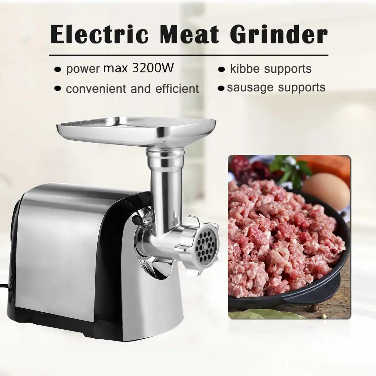 

3200W Electric Meat Grinder Household Multifunction Automatic Stainless Steel Kitchen Food Chopper Sausage Minced Meat Machine