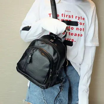 

Fashion Shoulder Bag Rucksack PU Leather bags Pack Outdoor Travel Bag Women Ladies Backpacks Black Color