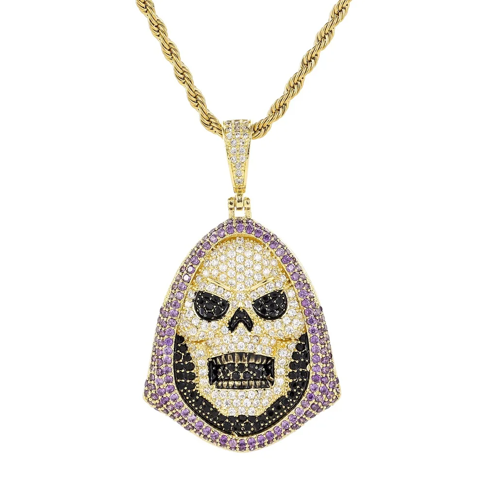 

Young Tulip Creative rock jewelry hip hop Hip hop skull pendant chain copper micro inlay jewelry necklace gifts party gift