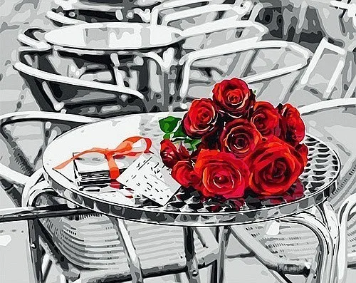 AZQSD Red Gray Flowers Street Landscape Art Pictures Oil Painting By Numbers DIY Drawing On Canvas For Home Decor Unique Gift - Цвет: SZGD136