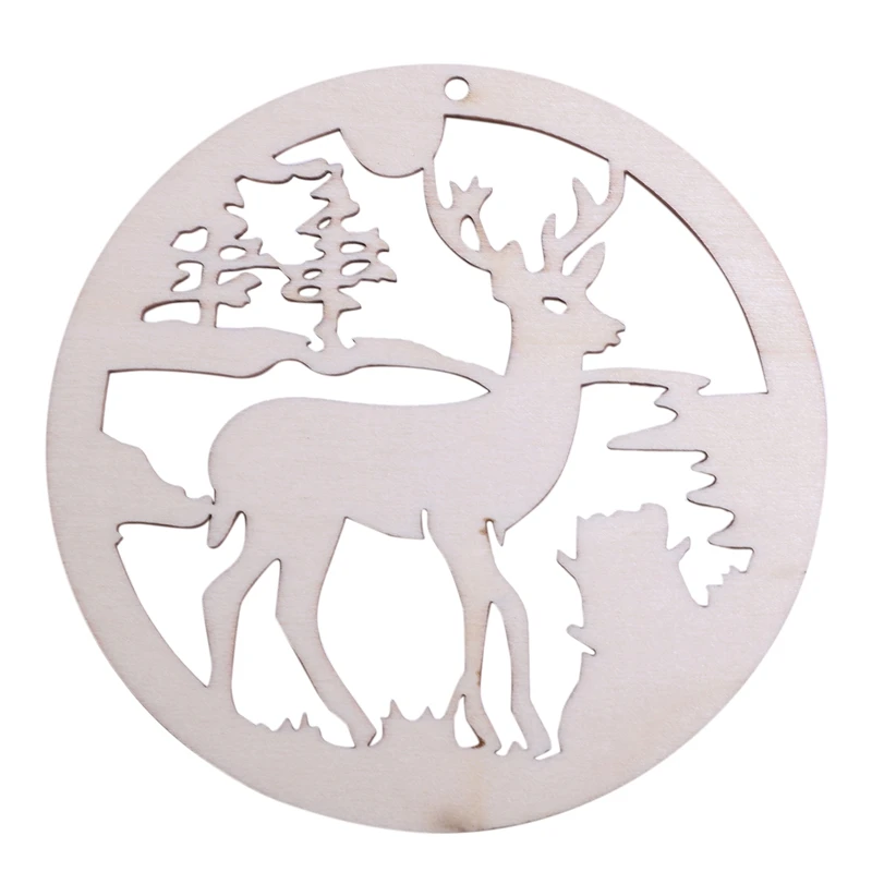 5 шт./компл. Висячие деревянные рождественские украшения с джутовой лентой полый