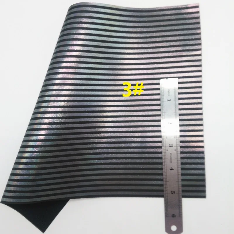 BLACK Glitter Fabric, Stripes Faux Leather Fabric, Synthetic Leather Fabric Sheets For Bow A4 8"x11" Twinkling Ming XM334