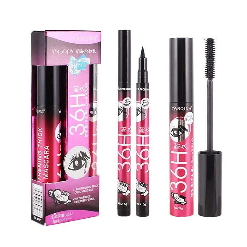 Waterproof 4D Silk Fiber Thick Makeup Eyelash Lengthening Mascara Black Eye Lashes Extension Make up Kit | Красота и здоровье