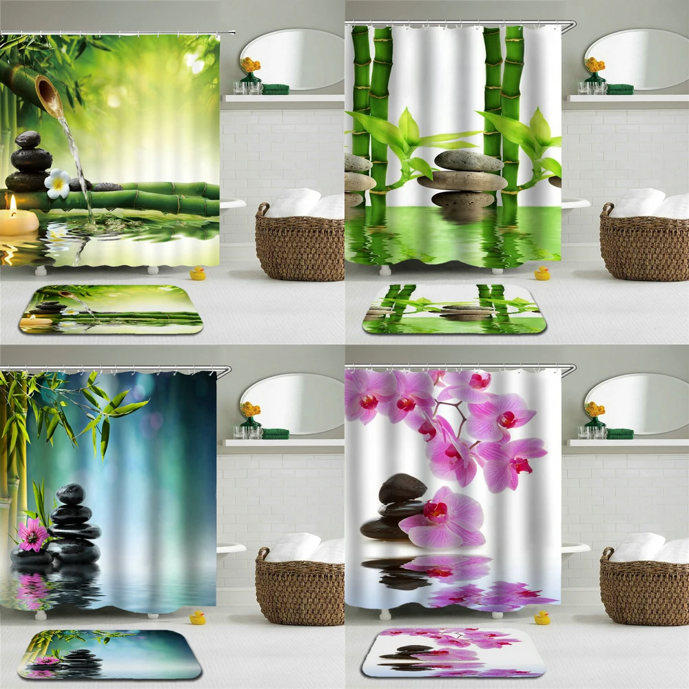 Занавеска для душа Jardin Zen с крючками Тканевая 3d занавеска в ванную комнату s