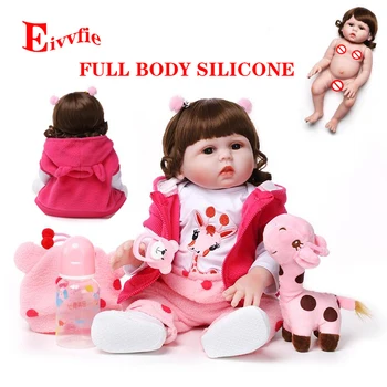 

2020 new 45cm silicone reborn baby doll Toys realistic hair curls baby reborn boneca Girls Playmate toys hot gift