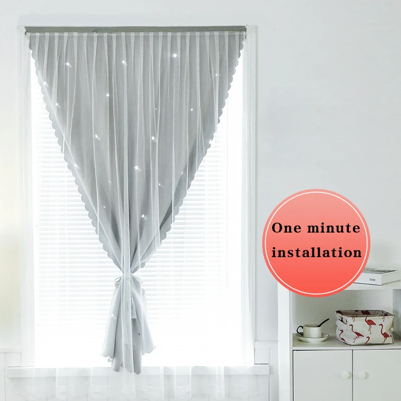 

Punch-Free Velcro Curtains, Fnished Shade Cloth, Modern Blackout Curtains For Living Room Bedroom Drapes