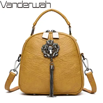 

Small Women Backpack Multifunction Mini Women Leather Backpacks For Girls Back Pack Mochilas Fashion Chain Tassel Female Bagpack