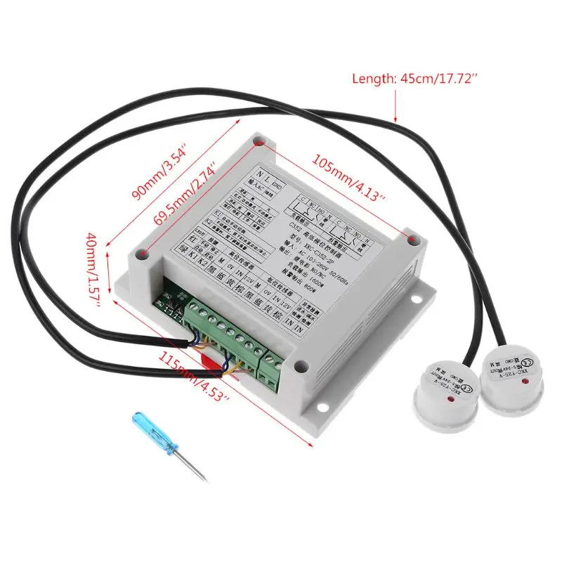 

High And Low Liquid Level Intelligent Controller With 2 Non-contact Sensor Module Automatic Control Liquid Water Level Detection