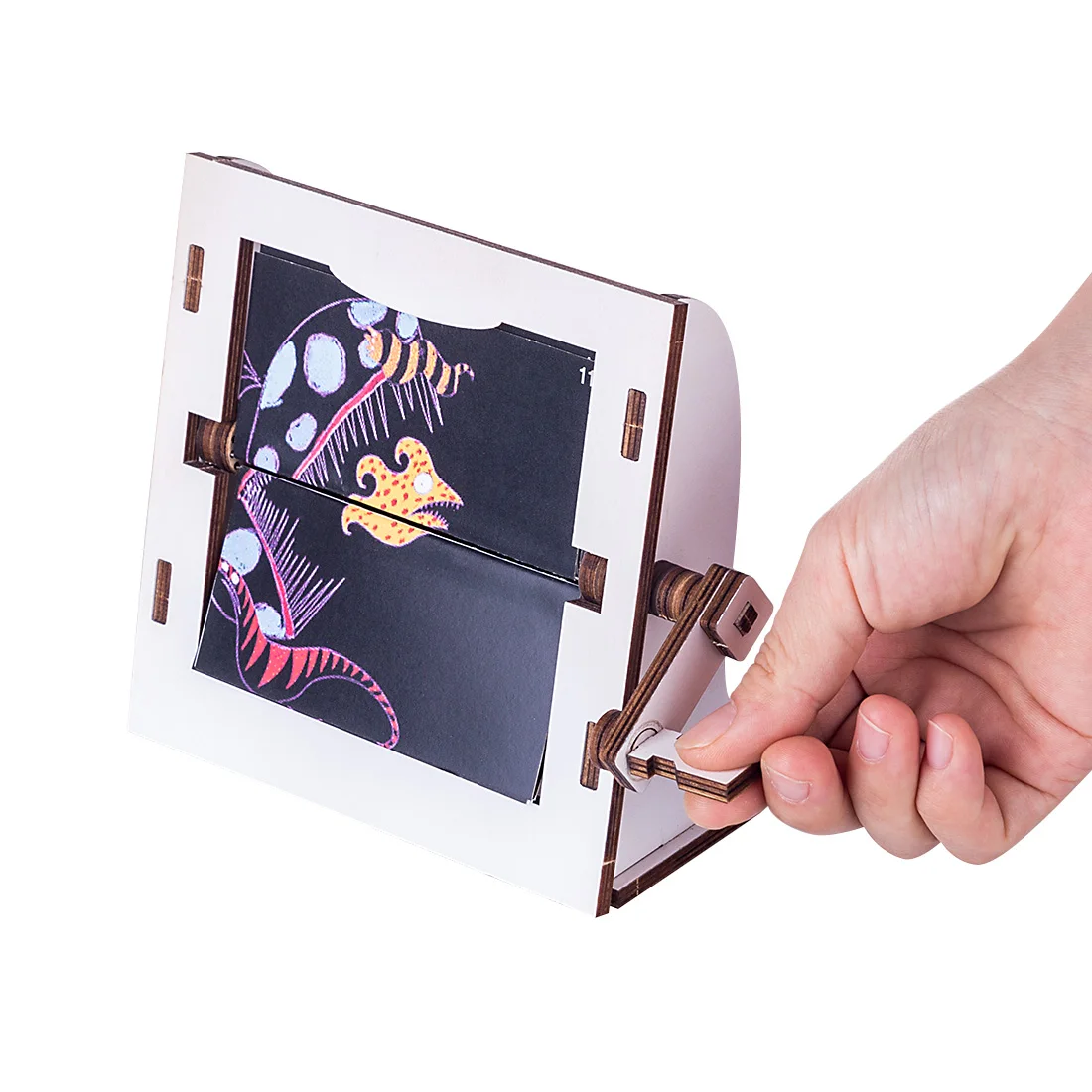 

24 Frames DIY Wooden Assembly Hand-cranked Simple Page Turning Visual Illusion Video Player Kids Parent Gift Home Decor