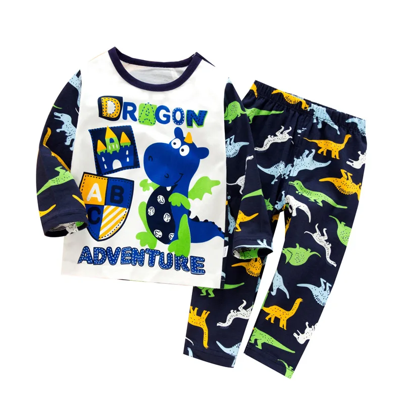 SAILEROAD/Детские пижамы с динозаврами для мальчиков; Детские пижамы с длинными рукавами; весенне-осенние детские пижамы; одежда для сна для девочек; комплекты одежды
