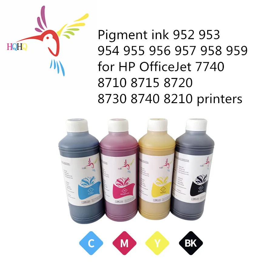 

4pcs/set 500ml Pigment ink 952 953 954 955 956 957 958 959 for HP OfficeJet 7740 8710 8715 8720 8730 8740 8210 high quality ink