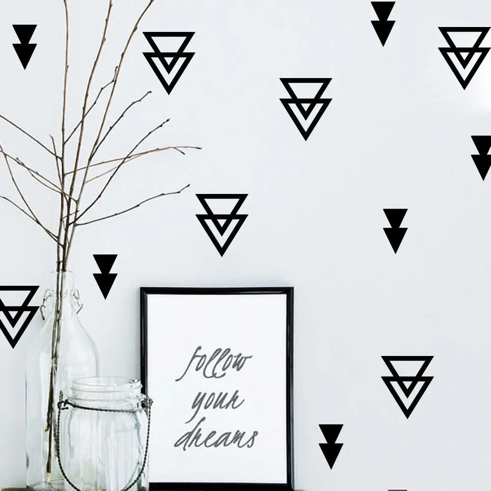 Triangular Group Stickers Nordic Solid Hollow out Superimposed Bedroom CHILDREN'S Room Fun Wall Adhesive Paper Mural