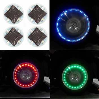 

Hot Car Solar Tire Wheel Lights 4pcs Air Valve Cap Light Motion Sensors Colorful LED Gas Nozzle Cap Lamp Car Accessories