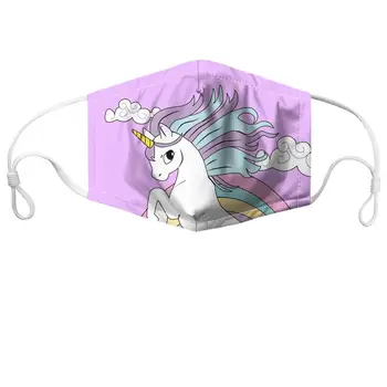 

HYCOOL Cartoon Rainbow Unicorn Print Women Men Children Festive Party Reusable Face Mask PM2.5 Dust-proof Mouth Mask Filters