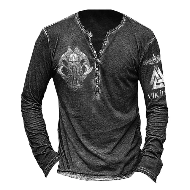 Bababuy High Quality Imitation Cotton T Shirts Men Long Sleeve Punk Style Tops Oversized V Collar 66 3D Printed T Shirts CT11